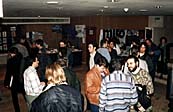 CINANIMA `97 guests gather in the lobby. Photo  by Thomas Basgier.  Animation World Network.