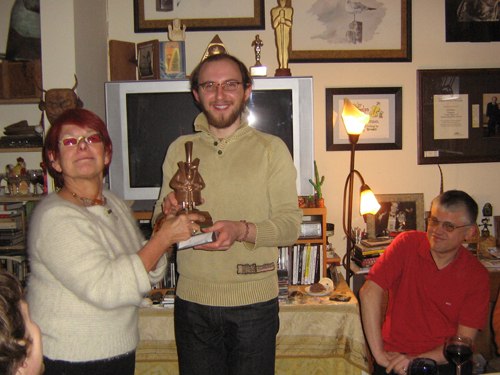 ROMAN KLOCHKOV RECEIVING BEST STUDENT FILM AWARD AT OUR HOUSE IN GENT