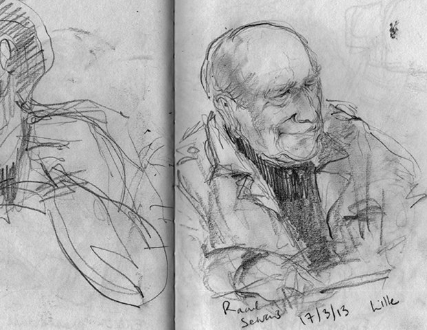 Sketch of Raoul Servais in Joanna Quinn's notebook