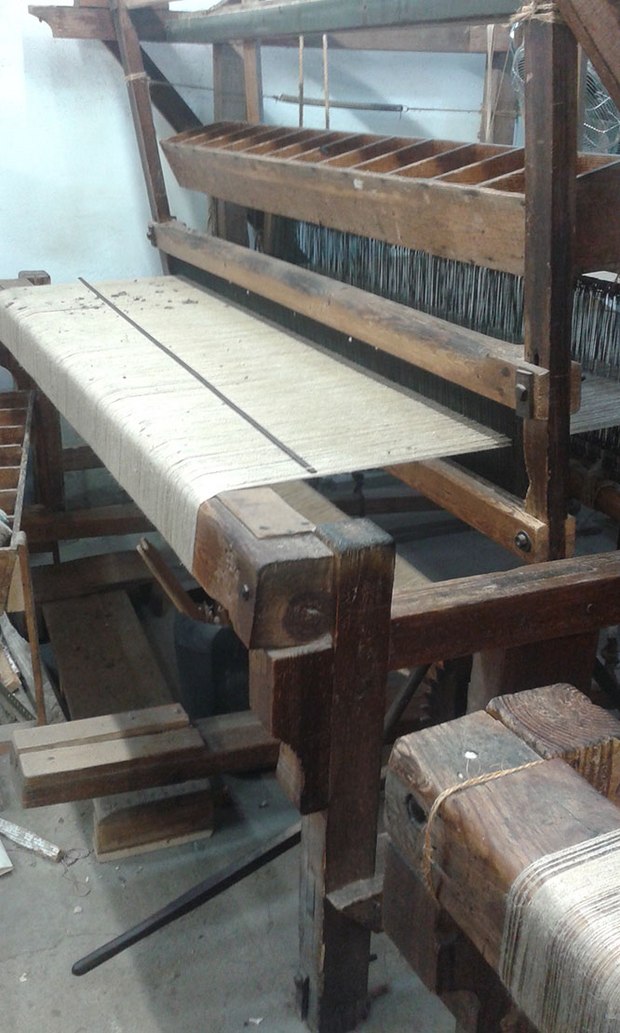 An old loom set up and ready to work