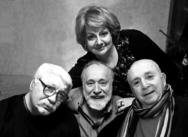 Festival director Irina Kaplichnaya with, L-R, Eduard Nazerov, Yuriy Norstein and David Cherkasskiy