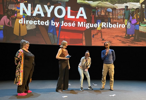 Festival co-directors Annabet Langkamp and Aneta Ozorek with Victoria Adeline Dias Soares, voice of Yara the granddaughter in NAYOLA, and director Jose Miguel Ribeiro