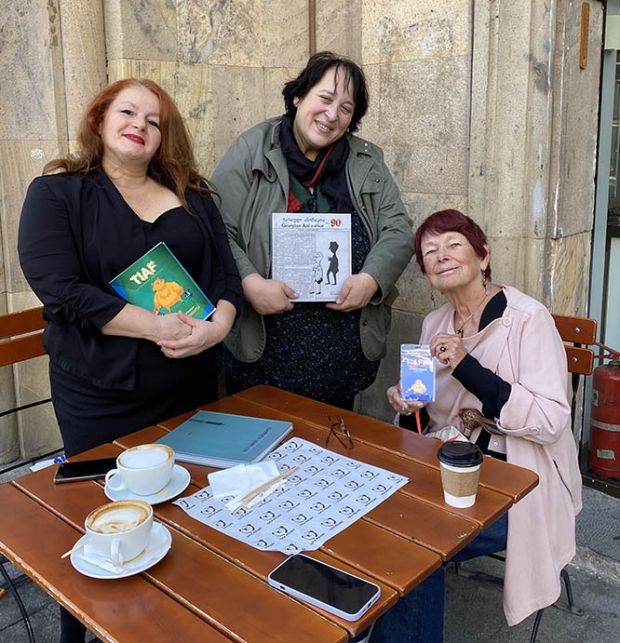 L to R Festival Director Lila Kiknavvelidze, fellow juror Ketevan Janejidze, and  Nancy