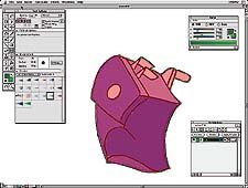 Commotion's Rotospline tool can be used to create mattes as well as move with true motion blur. From Sharpie Gets the Point. © 1999 Chris Sapyta at Sweet Pattootie Animation
