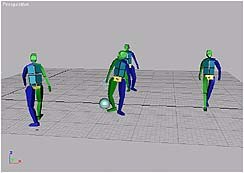 A group of Bipeds programmed to avoid the sphere.