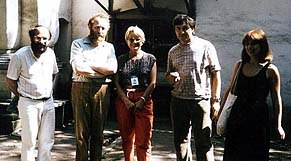 July 1983 in front of Moscow's Animation Studio. From left to right: Jean-Luc Xiberras, Yuri Norstein, Louisette Neil, Norstein's cameraman, Marie-Catherine Marchetti. Courtesy of La Sept/Arte.