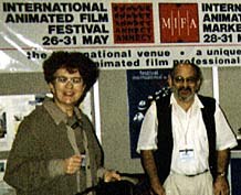 Marie-Noëlle Provent, Jean-Luc Xiberras and Georges Lacroix at NATPE 1997. © Animation World Network.