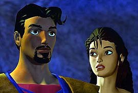 Brendan Fraser and Jennifer Hale provide the voices of Sinbad and Princess Serena. © Improvision.