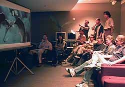 The Secret Lab animation team faced a huge challenge in making the dragons look like real animals that could exist on Earth. Co-visual effects supervisor Dan DeLeeuw is sitting far right.
