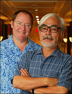 A meeting between John Lasseter (left) and Hayao Miyazaki (seen here at the recent Toronto Film Festival) 20 years ago led to the U.S. release of Spirited Away this year. Photo credit: Eric Charbonneau, Berliner Studios.