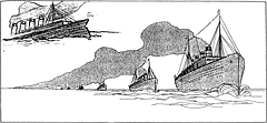 Text Fig.17 - The Lusitana Coming Into View on the Horizon and Advancing to the Position Where It Was Struck by the Torpedo.