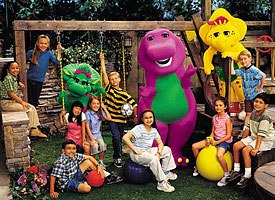 Psychologists routinely analyze children's shows such as Barney & Friends and come up with data on what is being taught. Photo by Dennis Full. © 2002 Lyons Partnership, L.P. All rights reserved.