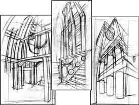 These three thumbnails sketches are from my first-year layout student, Jacques Daigle.