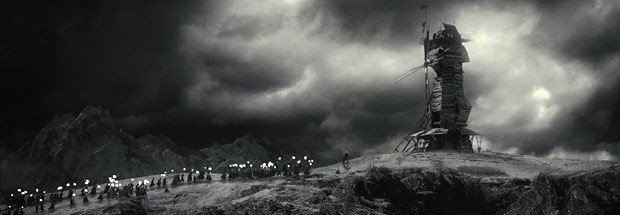 A group of frightened and enraged villagers chase Frankensteins Monster to the top of a windmill Credit: ILM.