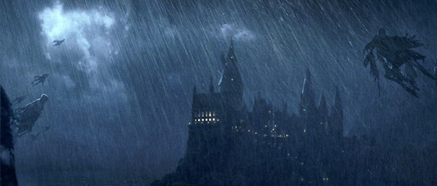 The Dementors arrive in a driving rainstorm.