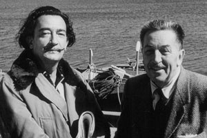 Walt invited diverse guest speakers to lecture at Hyperion, including friend and collaborator Salvador Dali, seen above vacationing with Disney in the 1950s. © Disney Enterprises Inc. All rights reserved.