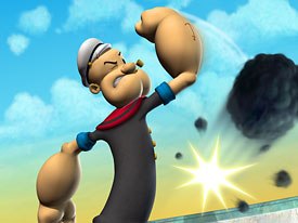 After 75 years, Popeye still packs a punch and he now sports a 3D image. All images © 2004 King Features Syndicate Inc.  Hearst Holdings Inc.