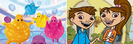 PBS Kids offers interactivity and animation for Boobah (left) while Maya & Miguel is the networks first show to feature a full voiceover track with video clips. Boobah courtesy of PBS Kids; Maya & Miguel © Schol