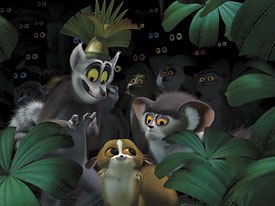Animators were given free reign to try out new ideas on some of the newer characters like King Julien (top), his right-hand man Maurice (right) and Mort.
