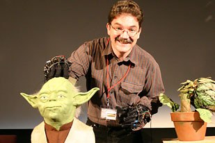 Dave Barclay, who cut his puppeteering teeth working for Stuart Freeborn on The Empire Strikes Back, brought one of the original Yoda heads mounted on a board as well as one of the plant puppets from Little Shop of Horrors.