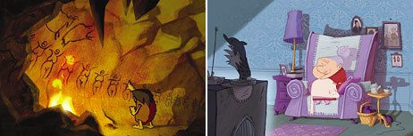 Gobelins has short films in competition every year at Annecy. In 2002, Jurannessic (left) was shown while this year Le building competed.