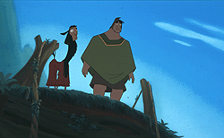 Kuzco and Pacha sizing up the situation. © Walt Disney Pictures. All rights reserved.
