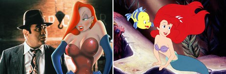 The 1980s brought hits that were in the adult entertainment genre: Who Framed Roger Rabbit (left) and The Little Mermaid. © Buena Vista Home Entertainment, Inc. All rights reserved (left); © The Walt Disney Company.