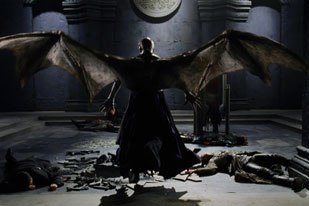 Marcus is always portrayed by a real actor, with the wings added in CG. The characters ability to fully retract his wings into his back posed a big challenge.
