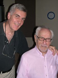 The voice of John&#146;s father, who died in 1995, is played in the short by long-time Brooklyn character actor Eli Wallach, on right next to Canemaker. Courtesy of John Canemaker.