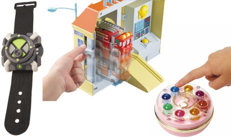 Bandai offered several new lines based on television properties, including the watch from Ben 10, a firehouse from Firehouse Tales and a dream spinner from Magical DoReMi. Courtesy of Bandai.