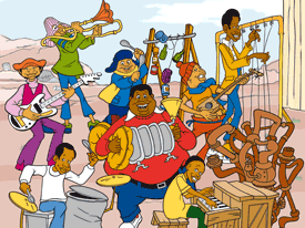 Fat Albert and the Cosby Kids offered appealing characters and music performed on junkyard instruments. © 1972/1984 William H. Cosby, Jr. Under exclusive license to Entertainment Rights plc. All rights reserved.