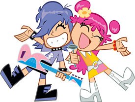 Even now in an age where kids are hardwired to their iPods, todays commercial cartoon characters are not musically inclined, except for an occasional show like Hi Hi Puffy Ami Yumi. Courtesy of Cartoon Network.