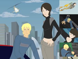Delilah and Julius features Flash animation and appears on TELETOON with online interactive media content. Its cool fashion image works well for the Web and TV. © Collideascope Digital.