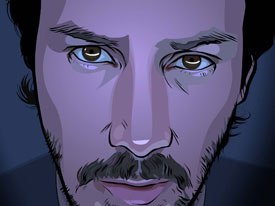 A Scanner Darkly brings Richard Linklater back to interpolated rotoscoping, the same animation technology he used in Waking Life. It took 500 hours to get a minute on screen. All images © 2005 Warner Bros. Ent. 