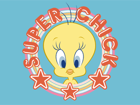 Warner Bros. Consumer Products announced that Tweety would be the focus of a line of tweens fashion apparel and accessories designed by celebrity Nicky Hilton, among other initiatives. Courtesy of Warner Bros.