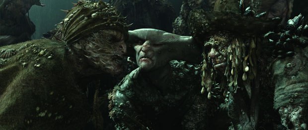 The crew of The Flying Dutchmen features a cast of characters with visual references to the ocean and its creatures, including coral, sea sponges, barnacles, mussels, hammerheads and puffer fish.