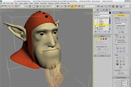Hair and fur have made a large leap in usability in this revision. All of the functionality of the tools and the interactivity has been integrated fully into the 3ds Max viewport and Quad menus. Courtesy of Ryan Lesser.