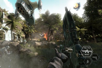 Free Radical Design created Ubisofts first-person shooter game Haze for the Xbox 360 and PS3. Haze is set in South America and is a gritty representation of how bad war can be. © Ubisoft.