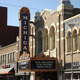The festival is held in the beautifully restored Michigan Theater, near the University and downtown Ann Arbor. This classic movie theater provides a rich backdrop for the current avant-garde. Photo credit: Deanna Morse.
