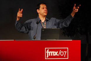 Industry legend Ken Perlin was a charming and very popular guest speaker at fmx/07. Photo credit: Reiner Pfisterer.