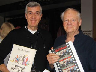 John Canemaker (l) and Richard Williams peddle each other's books. All photos courtesy of Nancy Denney-Phelps.