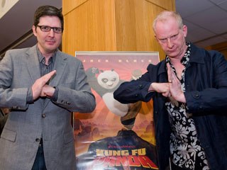 Mark Osborne (left) and John Stevenson, directors of Kung Fu Panda at the reception for the Academy's symposium for the Oscar-nominated animated features on Feb. 19.