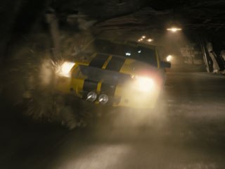 Cars were shot in live action with the environment of the tunnel system created around them.