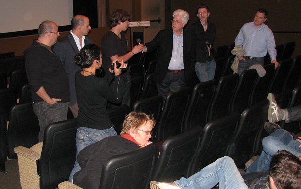 The filmmakers field questions from the Sony execs.