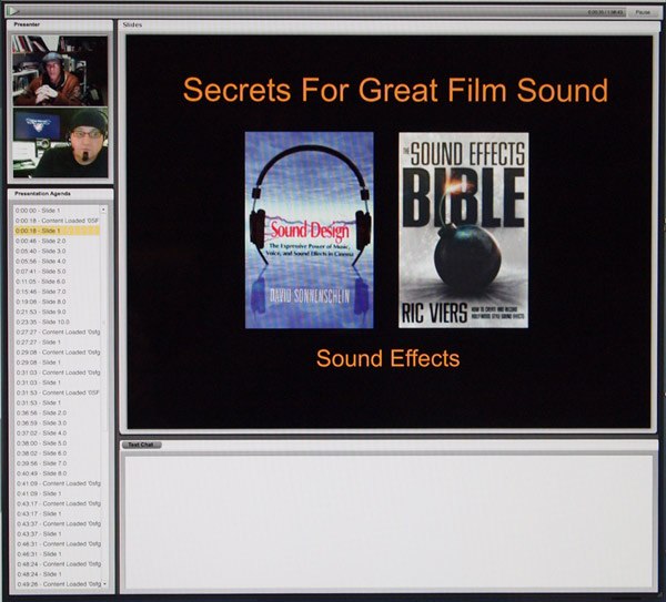 Screen shot from "Secrets for Great Film Sound" webinar.