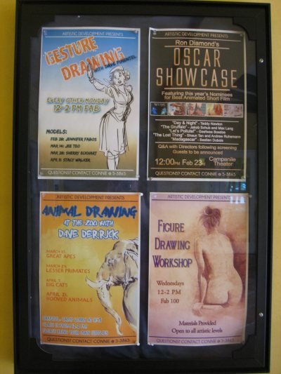 One of the Showcase Tour posters visible around the campus.