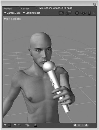 [Figure 5-7] Microphone prop attached to the figure’s
