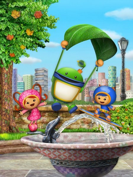 (L-R) Milli (Sophia Fox), Bot (Donovan Patton) and Geo (Ethan Kempner) from Nickelodeon’s new interactive, math-themed series in TEAM UMIZOOMI on Nick Jr. Photo: Nickelodeon. ©2009 Viacom, International, Inc. All Rights Reserved.
