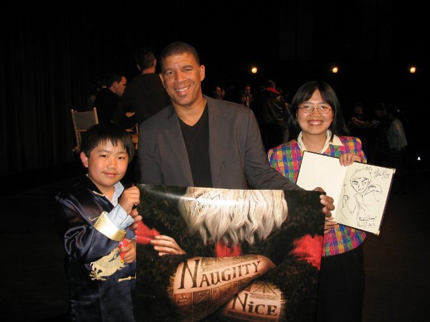 Perry Chen & mom Zhu Shen with director Peter Ramsey at ASIFA-Hollywood screening (photo by Charles Zembillas)