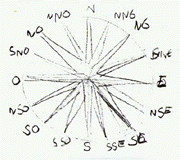 This drawing of an elaborate 16-point compass is part of Fernando Diniz's film, Eight Point Star. © Fernando Diniz.